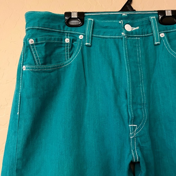 Levi’s 501 Mens/Unisex Button-Fly Teal Jeans - Picture 8 of 13